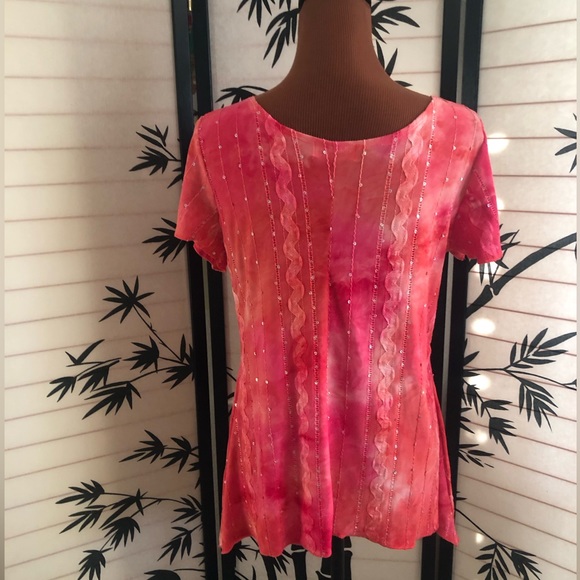 Shannon Ford New York Red Scoop Neck Boho Womens Top Size Petite Large - Picture 4 of 12